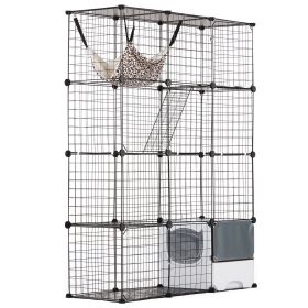 VEVOR Large 4-tier Cat Cage, 41 x 14 x 55", Detachable Metal Wire Cat Enclosure, with Litter Box Hammock Ramp ladders